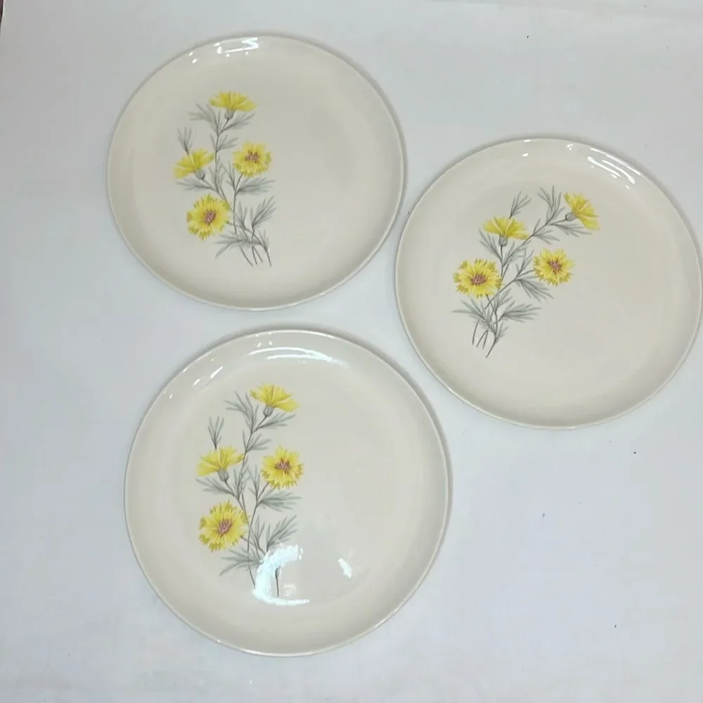 Taylor Smith & Taylor Golden Button Plates True Underglaze Oven Proof Set Of 3
